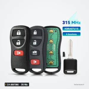 Clé télécommande 315 MHz 3/4 boutons pour Nissan Pathfinder, Murano - trois versions de la télécommande avec clé plate