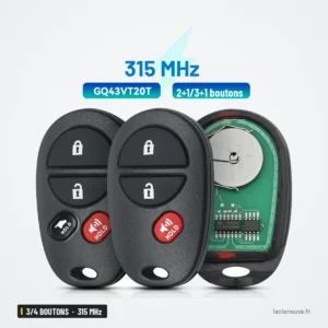 Clé télécommande 315 MHz 3/4 boutons pour Toyota Avalon, Highlander, Sequoia - trois télécommandes et circuit, vue d'ensemble