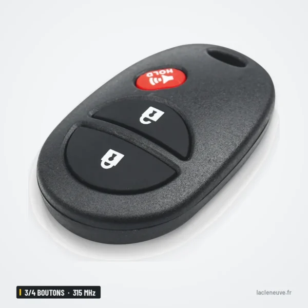 Clé télécommande 315 MHz 3/4 boutons pour Toyota Highlander, Sequoia, Avalon - vue de face, deux boutons