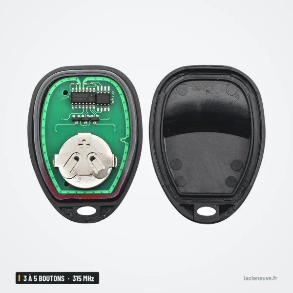 Clé télécommande 315 MHz 3 à 5 boutons pour Chevrolet Silverado, GMC Sierra - circuit imprimé à l'intérieur du boîtier