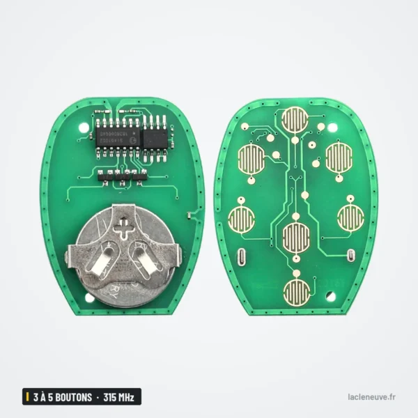 Clé télécommande 315 MHz 3 à 5 boutons pour Chevrolet Silverado, GMC Sierra - autre vue du circuit imprimé interne