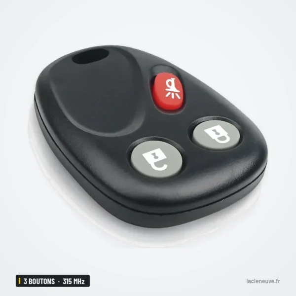 Clé télécommande 315 MHz 3 boutons pour Chevrolet, Cadillac, GMC, Hummer - vue de face, bouton panique rouge