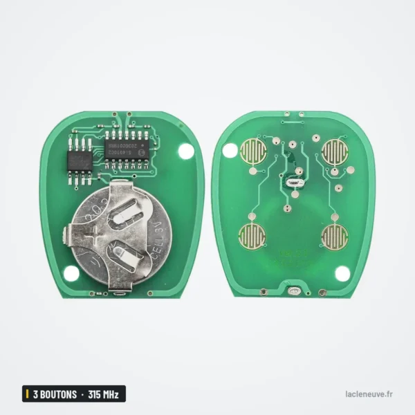 Clé télécommande 315 MHz 3 boutons pour Chevrolet Silverado, Tahoe, GMC Yukon - intérieur ouvert, circuit et pile