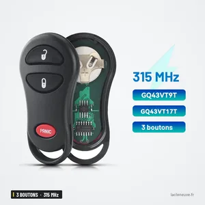 Clé télécommande 315 MHz 3 boutons pour Jeep Grand Cherokee, Chrysler Voyager - deux coques et circuit imprimé côte à côte Clé télécommande 315 MHz 3 boutons pour Jeep Grand Cherokee, Chrysler Voyager - deux coques et circuit imprimé côte à côte