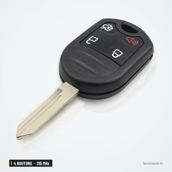 Clé télécommande 315 MHz 4 boutons pour Ford Edge, Escape, Explorer - vue de face, légèrement tournée vers la gauche