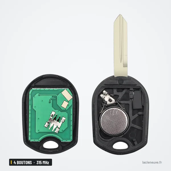 Clé télécommande 315 MHz 4 boutons pour Ford Edge, Escape, Explorer - intérieur de la coque, circuit et haut-parleur