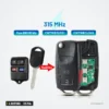 Clé télécommande 315 MHz 4 boutons pour Ford Focus, Explorer, puce ID63 - comparaison clé d'origine et clé transformée