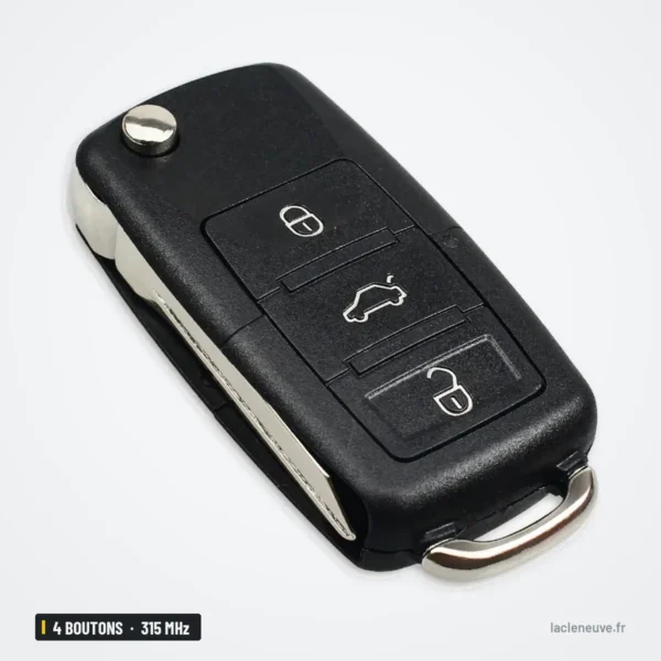 Clé télécommande 315 MHz 4 boutons pour Ford Focus, Explorer, puce ID63 - clé pliante vue de face, lame rentrée