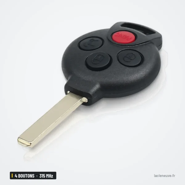 Clé télécommande 315 MHz 4 boutons pour Mercedes-Benz Smart Fortwo, puce ID46 - vue de face, quatre boutons