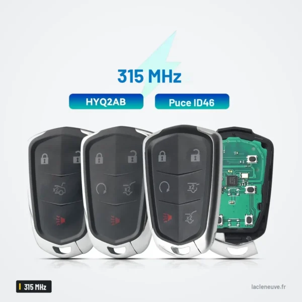 Clé télécommande 315 MHz pour Cadillac Escalade, XTS, CTS, ATS, puce ID46 - trois clés et circuit côte à côte