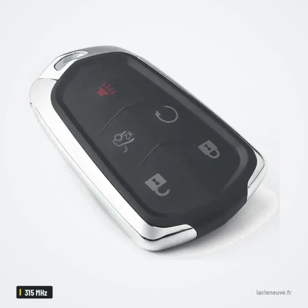 Clé télécommande 315 MHz pour Cadillac Escalade, XTS, CTS, ATS, puce ID46 - vue de face, cinq boutons