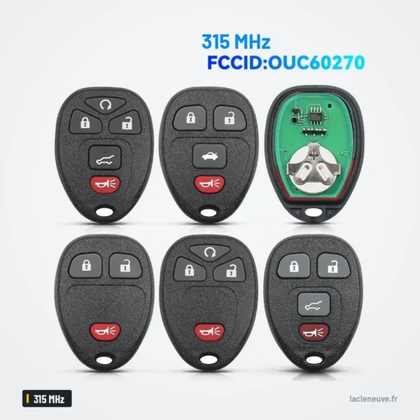 Clé télécommande 315 MHz pour Chevrolet Avalanche, Silverado, GMC Sierra - plusieurs télécommandes avec le circuit à part