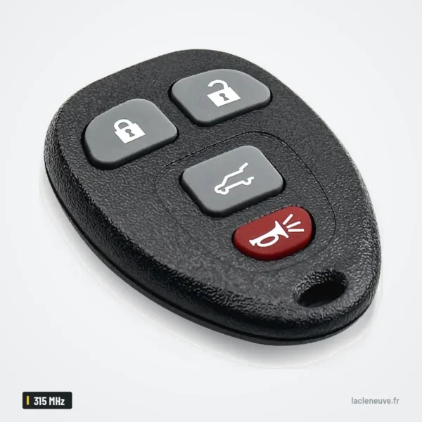 Clé télécommande 315 MHz pour Chevrolet Avalanche, Silverado, GMC Sierra - télécommande ovale à quatre boutons, vue de face