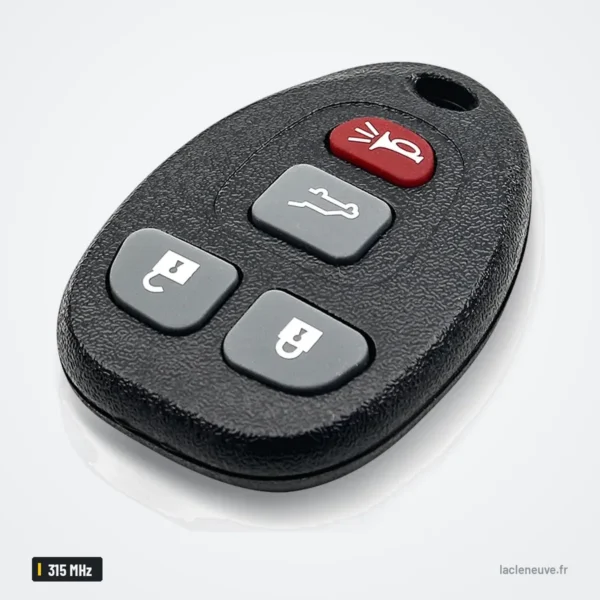 Clé télécommande 315 MHz pour Chevrolet Avalanche, Silverado, GMC Sierra - télécommande ovale avec boutons rouge et gris