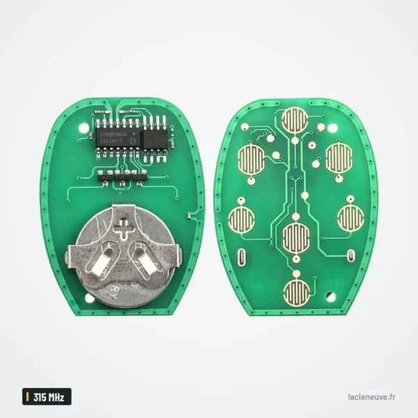 Clé télécommande 315 MHz pour Chevrolet Avalanche, Silverado, GMC Sierra - coque ouverte montrant un circuit différent