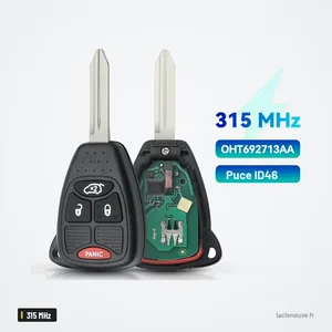 Clé télécommande 315 MHz pour Chrysler Sebring, Pacifica, 300, puce ID46 - deux clés côte à côte avec circuit visible