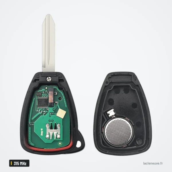 Clé télécommande 315 MHz pour Chrysler Sebring, Pacifica, 300, puce ID46 - clé démontée, circuit et boîtier séparés
