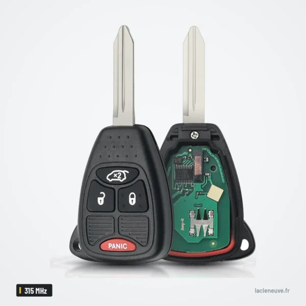 Clé télécommande 315 MHz pour Chrysler Sebring, Pacifica, 300, puce ID46 - deux clés avec lames et circuits visibles