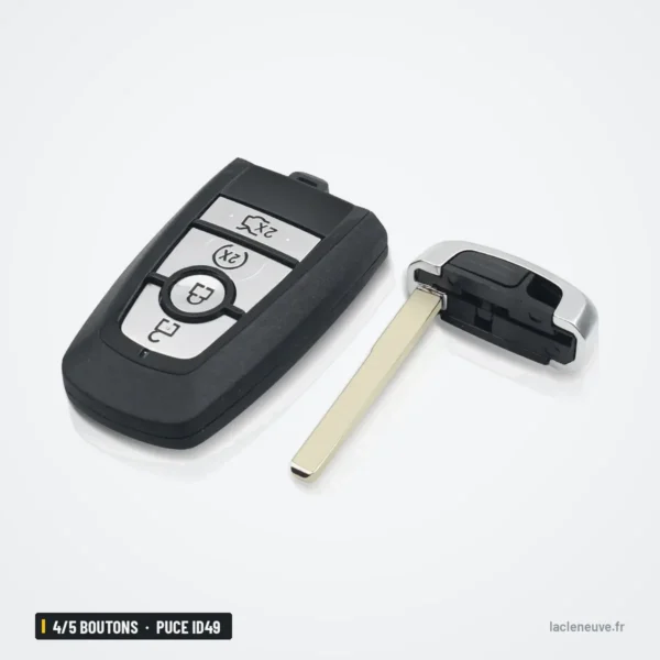 Clé télécommande 4/5 boutons pour Ford Mustang, Ranger, Explorer, puce ID49 - télécommande avec lame de secours détachée