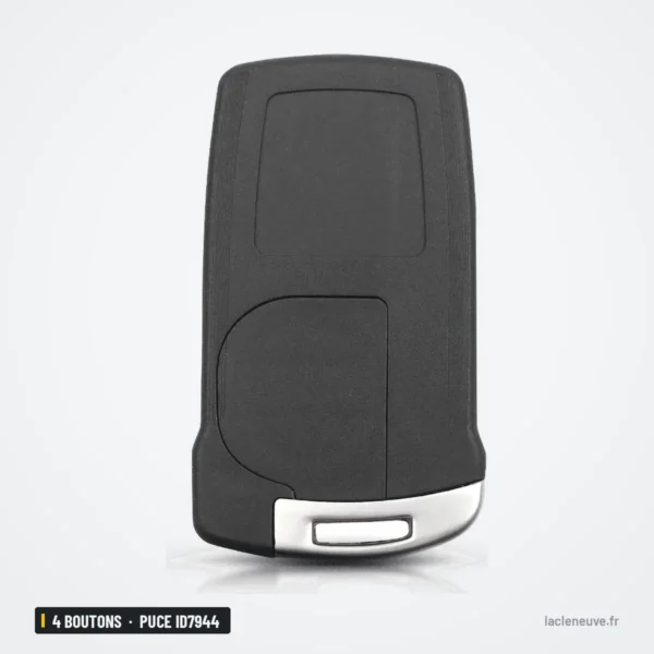 Clé télécommande 4 boutons pour BMW Série 7 745i, 750i, 760i, puce ID7944 - vue arrière, coque lisse sans bouton