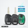 Clé télécommande 433 MHz 1 bouton pour Renault Clio, Twingo, Kangoo, ID46 - trois clés avec circuit imprimé et pile