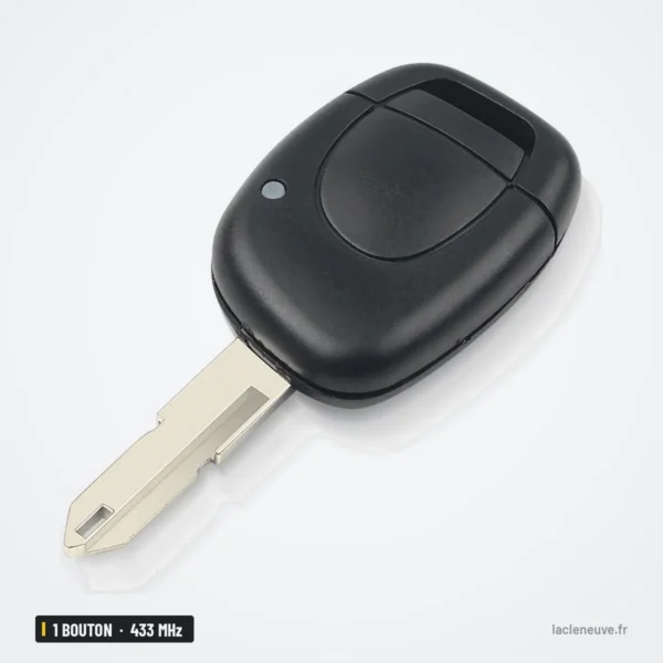Clé télécommande 433 MHz 1 bouton pour Renault Clio, Twingo, Kangoo, ID46 - vue de face, sans bouton apparent