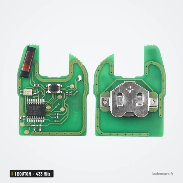 Clé télécommande 433 MHz 1 bouton pour Renault Clio, Twingo, Kangoo, ID46 - deux circuits imprimés posés côte à côte