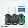 Clé télécommande 433 MHz 1 bouton pour Renault Twingo, Clio, Master, puce ID46 - trois clés à lame, une ouverte avec circuit