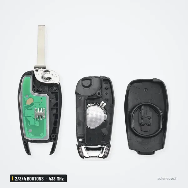 Clé télécommande 433 MHz 2/3/4 boutons pour Chevrolet Cruze, Spark, puce ID46 - vue éclatée, circuit imprimé et pile
