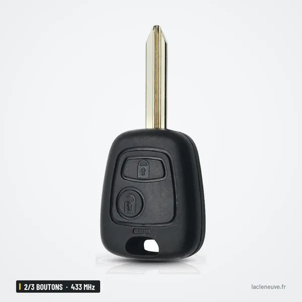 Clé télécommande 433 MHz 2/3 boutons pour Citroën Xsara, Berlingo, puce ID46 - vue de face, lame seule