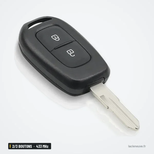 Clé télécommande 433 MHz 2/3 boutons pour Dacia Duster, Clio 4, puce PCF7961M - clé assemblée, vue de face