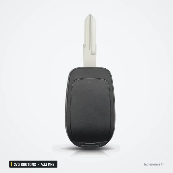Clé télécommande 433 MHz 2/3 boutons pour Dacia Duster, Clio 4, puce PCF7961M - dos de la coque sans lame visible