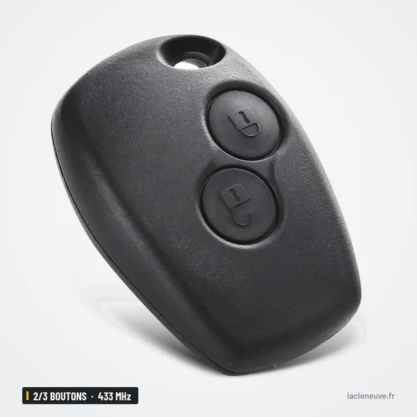 Clé télécommande 433 MHz 2/3 boutons pour Dacia Duster, Logan, Sandero - clé pliée fermée, vue de dos