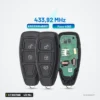 Clé télécommande 433 MHz 2/3 boutons pour Ford Focus, Fiesta, Mondeo - trois clés vues de face, encart informatif en haut