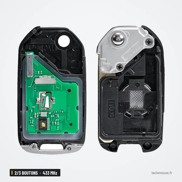 Clé télécommande 433 MHz 2/3 boutons pour Honda Civic, Accord, CR-V, Jazz - intérieur ouvert avec lame de secours métallique