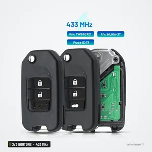 Clé télécommande 433 MHz 2/3 boutons pour Honda Civic, Accord, CR-V - deux clés à boutons avec circuit imprimé visible Clé télécommande 433 MHz 2/3 boutons pour Honda Civic, Accord, CR-V - deux clés à boutons avec circuit imprimé visible