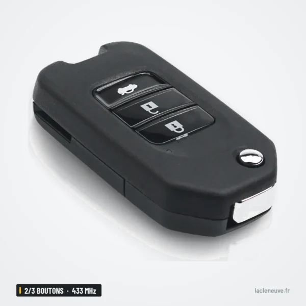 Clé télécommande 433 MHz 2/3 boutons pour Honda Civic, Accord, CR-V, puce ID47 - vue de face, trois boutons alignés