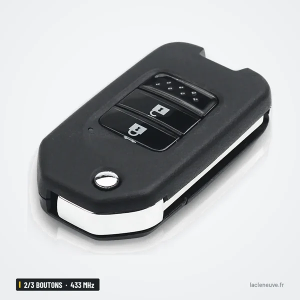Clé télécommande 433 MHz 2/3 boutons pour Honda Civic, Accord, CR-V, puce ID47 - vue de face, quatre boutons en carré