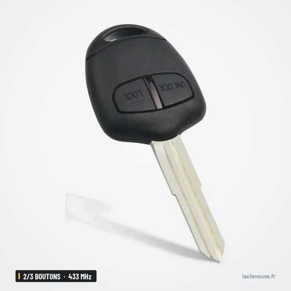 Clé télécommande 433 MHz 2/3 boutons pour Mitsubishi Lancer, Outlander, Pajero - clé à boutons, vue de face