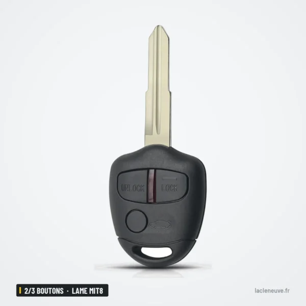 Clé télécommande 433 MHz 2/3 boutons pour Mitsubishi Pajero, ASX, lame MIT8 - vue de profil, lame et boutons latéraux