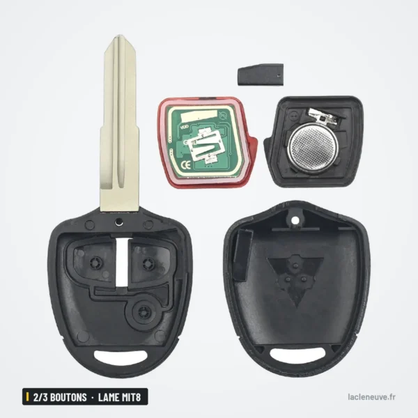Clé télécommande 433 MHz 2/3 boutons pour Mitsubishi Pajero, ASX, lame MIT8 - pièces détachées, lame et pile ronde