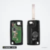 Clé télécommande 433 MHz 2/3 boutons pour Peugeot 306, 407, 408, puce ID46 - coque ouverte montrant circuit, puce et pile
