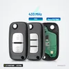 Clé télécommande 433 MHz 2/3 boutons pour Renault Clio, Kangoo, puce PCF7961 - trois clés alignées, une ouverte avec circuit