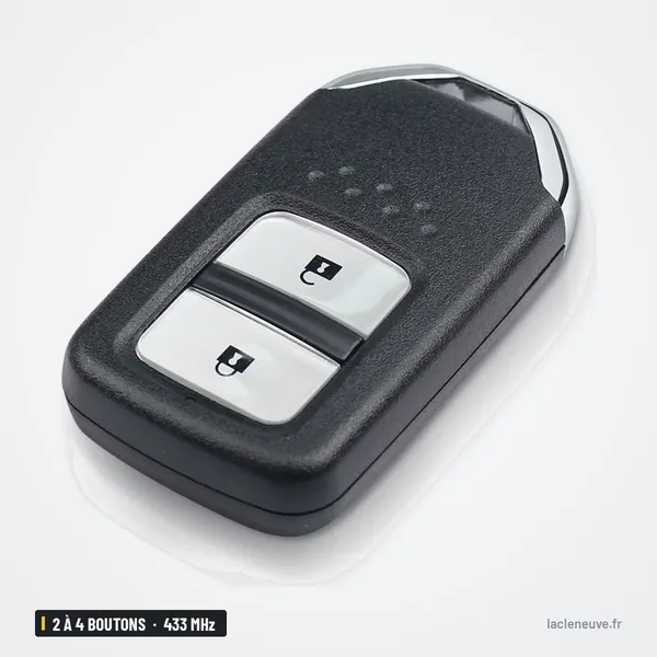 Clé télécommande 433 MHz 2 à 4 boutons pour Honda Civic, CR-V, Jazz, puce ID47 - vue de face, deux boutons
