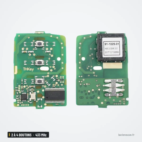 Clé télécommande 433 MHz 2 à 4 boutons pour Honda Civic, CR-V, Jazz, puce ID47 - deux circuits imprimés côte à côte