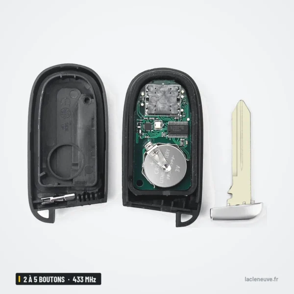 Clé télécommande 433 MHz 2 à 5 boutons pour Jeep Cherokee, 433 MHz - coque ouverte avec circuit, pile et lame