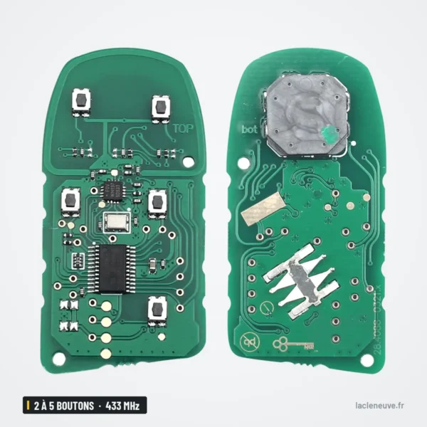 Clé télécommande 433 MHz 2 à 5 boutons pour Jeep, Dodge, Chrysler Grand Cherokee - circuit imprimé seul, recto et verso