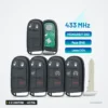 Clé télécommande 433 MHz 2 à 5 boutons pour Jeep Renegade, Compass, puce ID46 - cinq télécommandes en éventail avec une lame