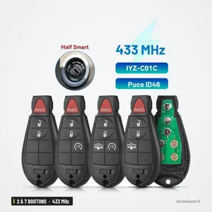 Clé télécommande 433 MHz 2 à 7 boutons pour Chrysler, Jeep, Dodge - comparaison de quatre boîtiers et du circuit interne Clé télécommande 433 MHz 2 à 7 boutons pour Chrysler, Jeep, Dodge - comparaison de quatre boîtiers et du circuit interne
