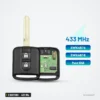 Clé télécommande 433 MHz 2 boutons pour Nissan Micra, Renault Maxity - vue de face avec encadré d'informations techniques